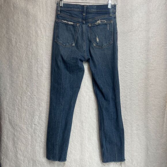 Abercrombie & Fitch High Rise Mom Jean Distressed Size 25 Regular Medium Wash - Picture 7 of 11
